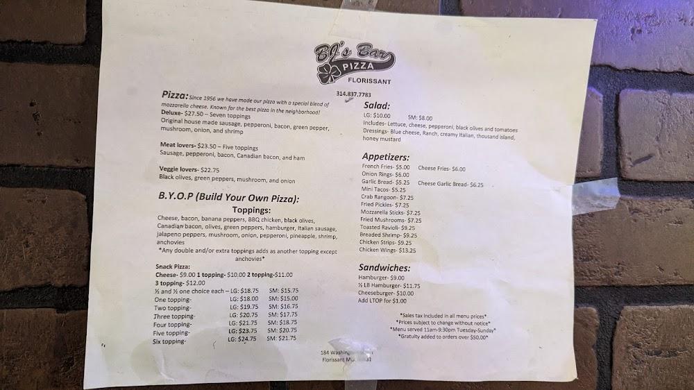 BJ's Bar and Restaurant Menu image 3
